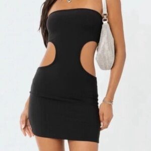 Edikted Black Strapless Cutout Dress